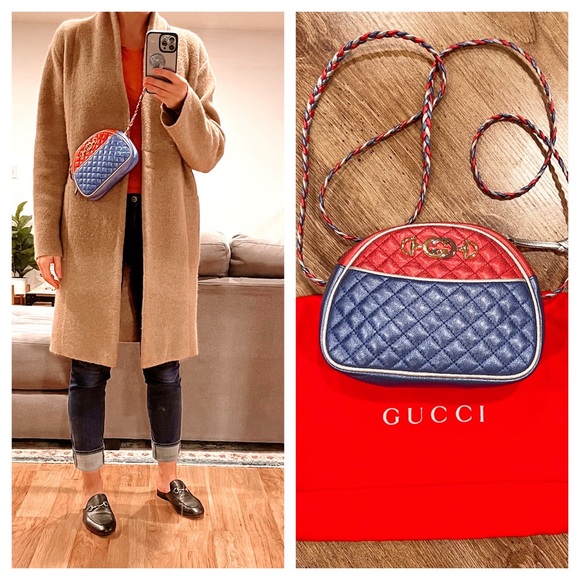 Gucci Handbags - SOLD🚫Gucci trapuntata camera crossbody shoulder blue red quilted bag